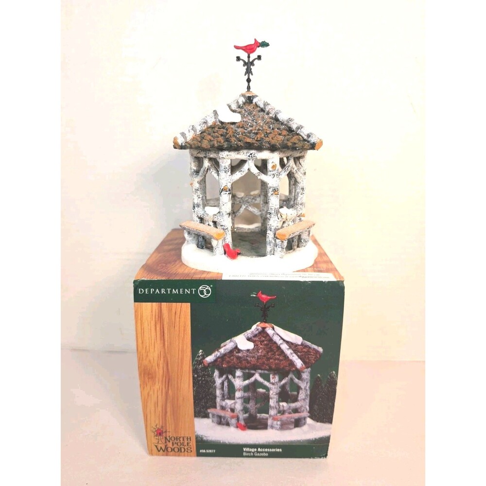 Vintage Department 56 North Pole Woods Birch Gazebo Village Accessory 52877 2000